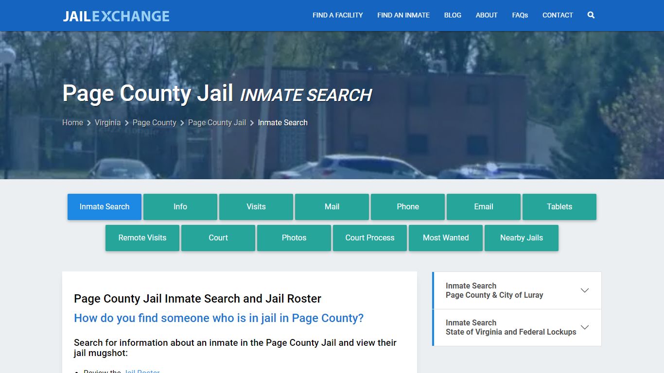 Inmate Search: Roster & Mugshots - Page County Jail, VA