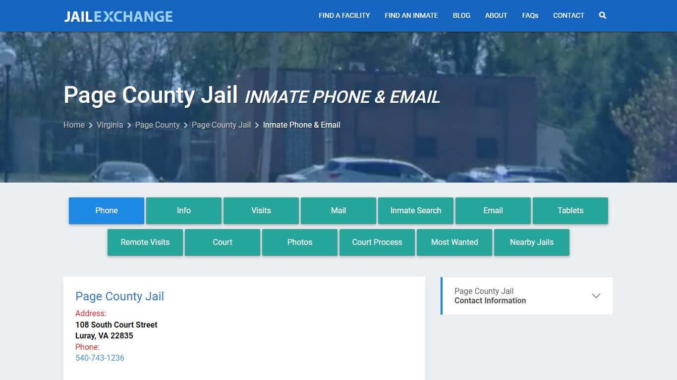 Inmate Phone - Page County Jail, VA - Jail Exchange