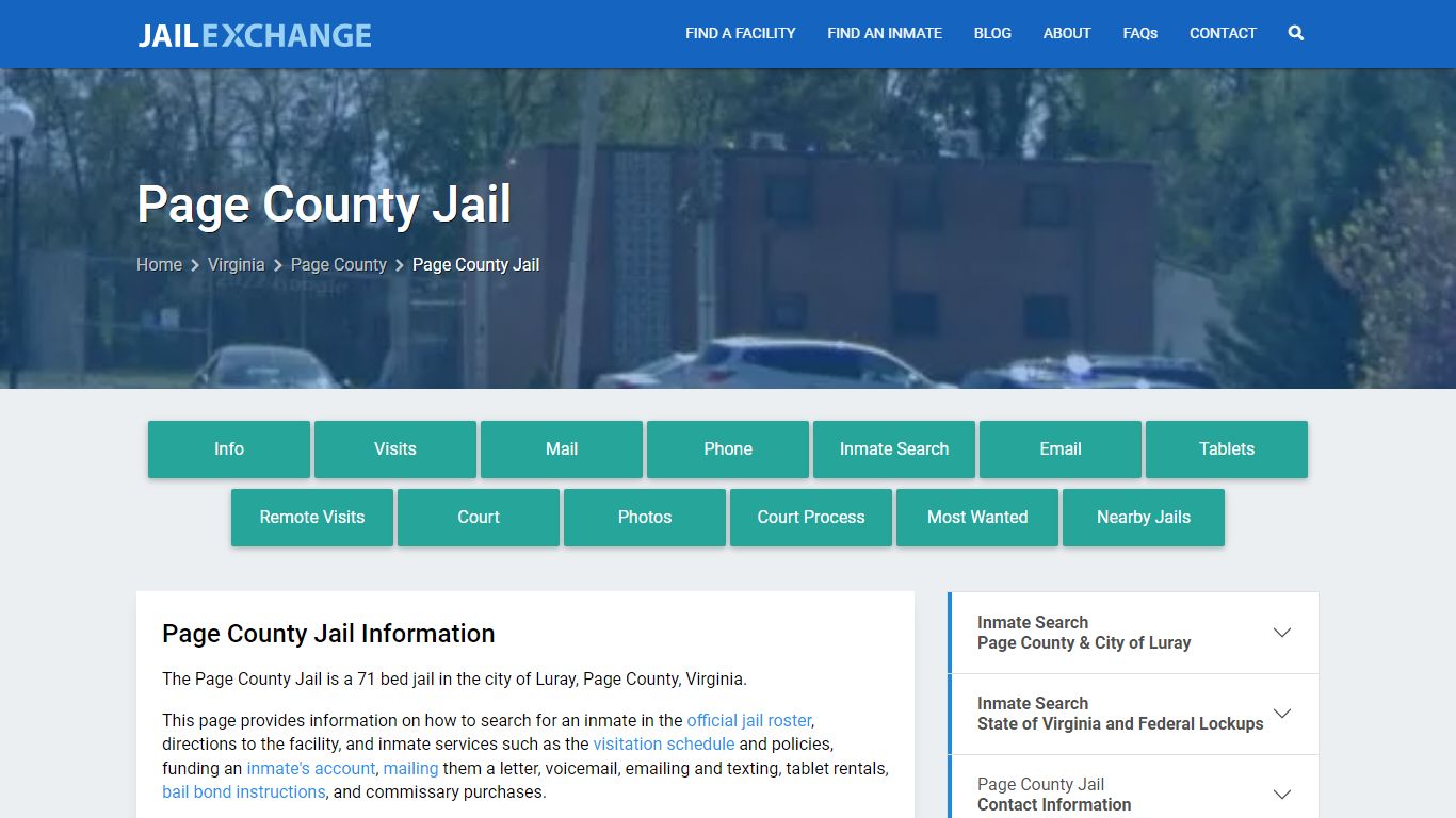 Page County Jail, VA Inmate Search, Information